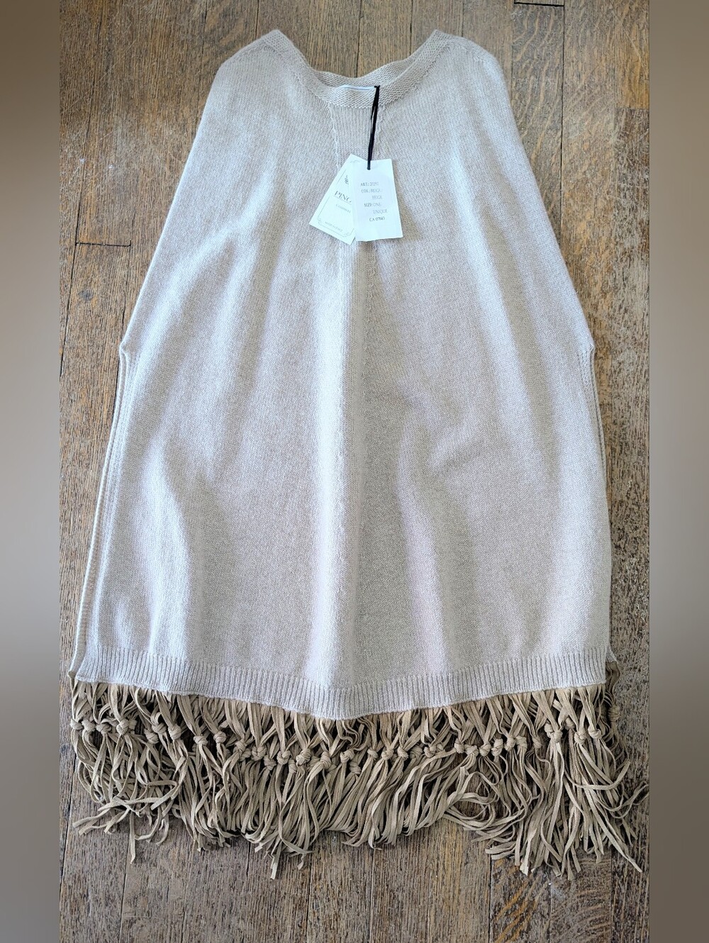 Cashmere/Wool Poncho With Fringe